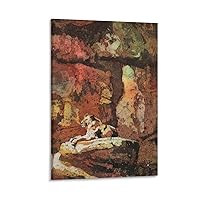 FRONC Lioness Lies on The Rocks of The North Carolina Zoo Shanghai Newspaper Lion Painting Animal Art Canvas Painting Wall Art Poster for Bedroom Living Room Decor 08x12inch(20x30cm) Frame-style