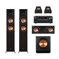 Klipsch Reference Premiere RP-5000F II in Ebony 5.1 Surround Sound Home Theater System with 5.25” Woofers, and Dolby Atmos Immersive Sound with Onkyo TX-NR6100 7.2 Channel AV Receiver