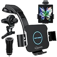 Dual Coils Fast Wireless Car Charger for Z Fold 5/4/3 Car Mount 15W Smart Qi Car Holder for Air Vent Dashboard for Samsung Galaxy Z Fold 5/4/3/2 for Galaxy Z Fold