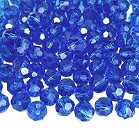 100 Pieces 8mm Faceted Round Crystal Glass Beads Spacer Beads for Jewelry Making, Bracelets Necklaces Earrings Wind Chimes Suncatchers(Blue)