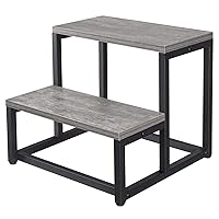 Snughome Wooden Step Stools for Adults Kids, Steping Stool for High Bed with 500 LB Load Capacity, Bedside Step Stool for Bedroom, Bathroom and Kitchen, Self-Assembly(Grey)