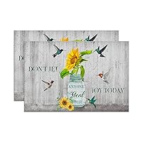 Farmhouse Placemats Set of 6 Hummingbird Flower Vase Sunflower Table Place Mats 30x45 Cm Oxford Cloth Extra Large Placemats for Dining Room and Kitchen Easy to Clean Party Table Decorations