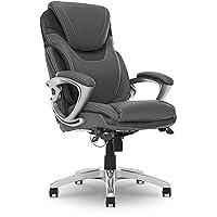 Serta Bryce Executive Office Chair, Ergonomic Computer DeskChair with Patented AIR Lumbar Technology, Comfortable Layered Body Pillows for Cushioning, SertaQuality Foam, Bonded Leather, Gray