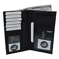 Leatherboss Genuine Leather Checkbook cash credit card holder 3 in 1 wallet for men women, Black