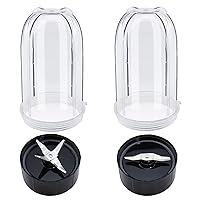 Beaquicy 2 Pack 16oz Cup with Cross Blade and Flat Blade Combo - Replacement for Mag-ic Bullet Blender Juicer 250W MB1001