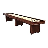 Billiards 12-Foot x 16-inch York Shuffleboard – Heritage Mahogany Finish on Solid Maple – Includes Pucks, Abacus Scorers and Accessories