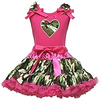 Petitebella Camouflage Heart Hot Pink Shirt Camouflage Skirt Outfit 1-8y
