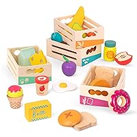 B. toys- Little Foodie Groups- Pretend Play Wooden Play Food – Food Group Crates – 24 Play Kitchen Accessories – Educational Toys for Kids – 3 Years +