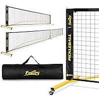 Fostoy Portable Pickleball Net with Wheels, Regulation Size 22 FT & Half Court 11 FT,Steady Metal Frame for All-Weather Resistant Play in Backyards, Driveways,and Garages