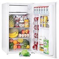 Upstreman 3.2 Cu.Ft Mini Fridge with Freezer, Single Door Mini Fridge, Adjustable Thermostat, Mini Refrigerator for Dorm, Office, Bedroom, White-BR321