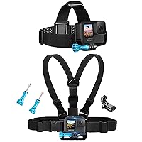 Chest Harness Chesty Mount & Head Strap for GoPro Hero 12 11 10 9 8 Max Go Pro Hero 7 6 5 3 4 Session Black Silver Fusion DJI Osmo AKASO Accessories Kit for Action Cameras