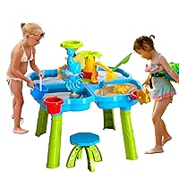 4-in-1 Water Table for Toddler 3-5 - Sandbox Table for Outdoor Activity, Children's Water Table, Kids Water Play Table