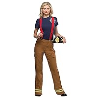 Women's Fire Captain Costume | Firefighter Outfit for Halloween & Cosplay | Pants and Shirt Included