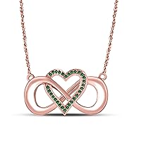 Gems and Jewels 14k Rose Gold Plated Alloy 0.15 Ct Emerald Infinity Heart Necklace Pendant