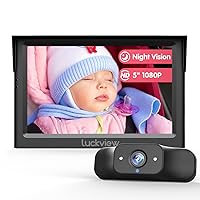 LUCKVIEW BM1 Baby Car Camera, 5'' 1080P Mirror Monitor with IR Night Vision, 3X Zoom in Closer, Full Crystal Clear View for Back Seat Rear Facing, 5 Mins Easy Installation
