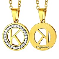 FaithHeart Initials Pendant Necklace for Women Men, Stainless Steel/18K Gold Plated Letter Jewelry Personalized Customizable