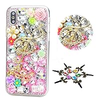 STENES Sparkle Case Compatible with Samsung Galaxy A32 4G Case - Stylish - 3D Handmade Bling Music Flowers Rhinestone Crystal Diamond Design Cover Case - Pink