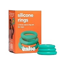 Hello Cake Silicone Penis Ring - Soft & Stretchable Silicone Cock Ring, Versatile Sex Toy for Men Solo or Partner Play - Fun, Comfortable, Soft & Durable - 3 Different Ring Sizes in 1 Pack (Turquoise)