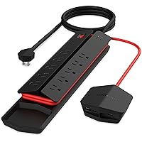Power Center Vertex XL Surge Protector with Detachable USB Power Strip , Surge Protector Power Strip with 10 AC Outlets, 2 USB-A Ports & 1 USB-C Port (20W)