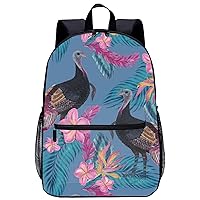 Turkey and Tropical Leaves Laptop Backpack for Men Women 17 Inch Travel Daypack Lightweight Shoulder Bag
