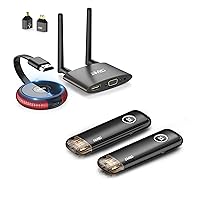 TIMBOOTECH Wireless HDMI Transmitter and Receiver 4K Kit Red and HDMI Wireless Extender 1080P@60Hz Black
