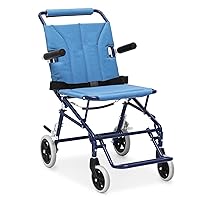 Lightweight Wheelchair with 18 inch Seat and Foldable Pedal Compact Wheel Chair, Ultralight Folding Travel Transport Chair for Hospital Urgent Care ER, 250 lbs Weight Capacity, Blue