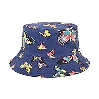Bucket Hat Teenage Girl Butterfly Print Fisherman Hat Womens Korean Version Double Basin Hat Mens Summer Hats for
