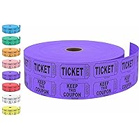 Tacticai 2000 Raffle Tickets, Purple (8 Color Selection), Double Roll, Tickets for Events, Entry, Class Reward, Fundraiser & Prizes