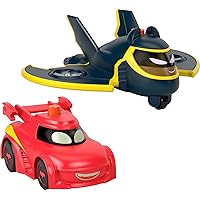 Fisher-Price DC Batwheels Light-Up 1:55 Scale Toy Cars 2-Pack, Redbird and Batwing, Preschool Pretend Play Ages 3+ Years