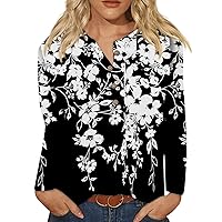 Blouses for Women Business Casual Button Collar Shirt Sexy Floral Long Sleeve Tops Trendy Daily Fall Clothes