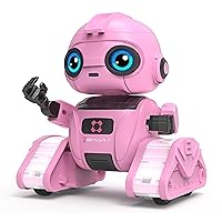 Robot Toys - Kids Rechargeable RC/Gesture Sensing Dual Control Robots，Starlight projection mode，Music and Lights,Dance，Vivid appearance and bright colors，Charging Safety，Gift for Girls/Boys (Pink)