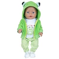 Doll Clothes for 18 inch Baby Dolls, 3 Piece Frog Outfit Set Alive Baby Doll Clothes (Dolls Not Included)
