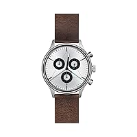 Cronometrics CM02WL12 Unisex Stainless Steel Dark Brown Leather Band White Dial Watch