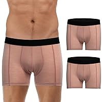 100% Merino Wool Boxer Briefs for Men 2 Packs Underwear Boy Shorts Everyday Weight Breathable Anti-Odor