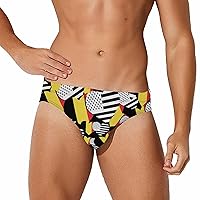 Belgium Flag and American Flag Funny Swim Briefs for Men Bikini Swimsuit Low Rise Short Surfing Briefs Swimwear