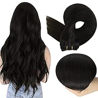 Full Shine Sew in Hair Extensions Real Human Hair Natural Black Sew in Extensions Long Straight Double Weft Sew in Hair Extensions Remy Human Hair Black 22inch 105g