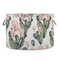 ALAZA Watercolor Cactus Flower Cacti Floral Storage Basket Gift Baskets Large Collapsible Laundry Hamper with Handle, 20x20x14 in