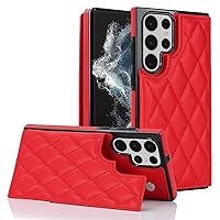 XYX for Samsung Galaxy S22 Ultra 5G Wallet Case with Card Holder, RFID Blocking PU Leather Double Magnetic Clasp Back Flip Protective Shockproof Cover 6.8 inch(Red)