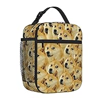 Mr Doge Meme Lunch Bag Women, Small Leakproof Cooler bag, Reusable Insulated bento lunch box for Work Office Picnic or Travel
