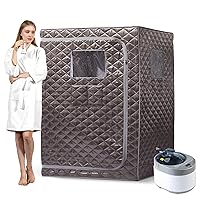 Smartmak Full Size Steam Sauna, One or Two Person Whole Body Large Space Home Spa, 4L Steamer Included-Darkgrey