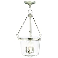 Livex Lighting 50486-35 Americana Four Light Pendant from Rockford Collection in Polished Nickel Finish, 24.5