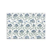 Placemat Set of 4 Summer Blue Waterlily Floral Geometric Placemats Cloth 30x45 Cm Non-Slip Placemats Oxford Cloth Placemats for Party Washable Durable Elegant Table Mats for Dining