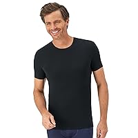 Men's Perfect Flex Crewneck Tee, Stay Tucked Undershirt, Slim Fit Tight on Arms T-Shirt, White & Black, 1-Pack
