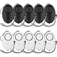 Personal Alarm for Women, 10 Pack, Emergency Self-Defense Security Alarm Keychain with LED Light for Women Kids and Elders (5 Black & 5 White)