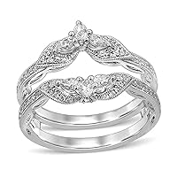 Pear & Round Cut D/VVS1 Diamond Double Crown Vintage Style Solitaire Enhancer Ring For Womens 925 Sterling Silver