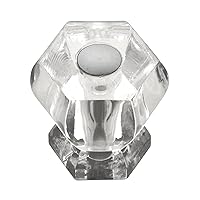 Hickory Hardware Crystal Palace Collection Cabinet Knobs, Kitchen Handles for Cabinets and Drawers and Bathroom Hardware, 1-3/16 Inch Diameter, Crysacrylic with Polished Nickel Finish, 1 Pack