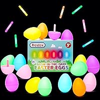 PREXTEX Glow in the Dark Easter Eggs Empty, 2.5” (36 pack) | 36 Eggs and 36 Glow Stick/Mini Glowsticks, Kids/Boys/Girls Toys, Basket Filler, Toy Gift Basket, Party Favor, Easter Egg Hunt