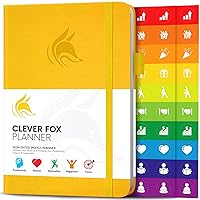 Clever Fox Planner – Undated Weekly & Monthly Planner for Productivity, Time Management & Goals – Organizer Journal – A5 (Amber Yellow)