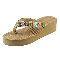 Slippers for Women Indoor Comfy Slip on Platform Flip Flops Roman Pluse Size Bohemia Summer Beach Shoes