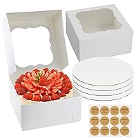 CAKE BOXES 10 inch Cake Box with Boards and Stickers [12-Pack] Cake Box with Window White Cake Boxes 10x10x5